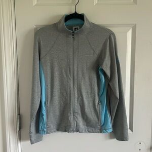 Footjoy Gray & Blue Full Zip Jacket with logo on the sleeve